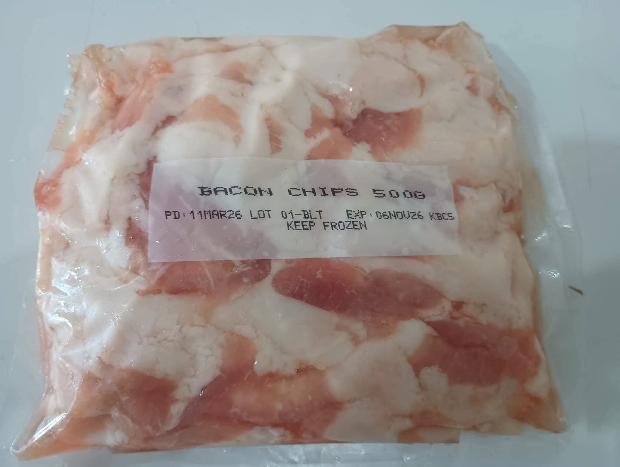 Pork Bacon Chips, 500g approx